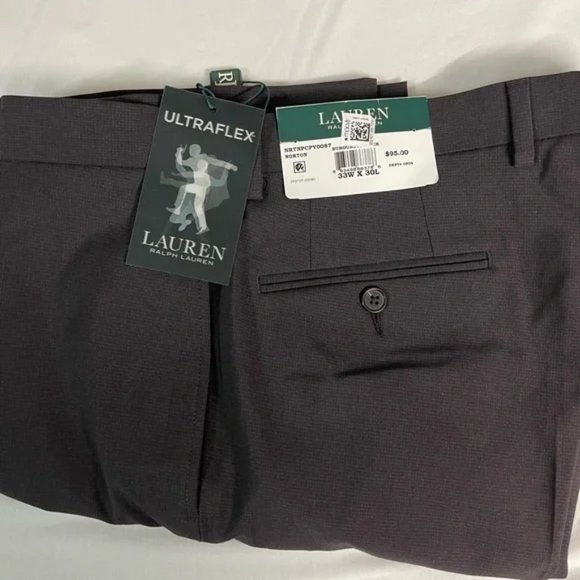 BNWT Ralph Lauren Polo Classic Fit Burgandy/Black 33x30 - Picture 1 of 8